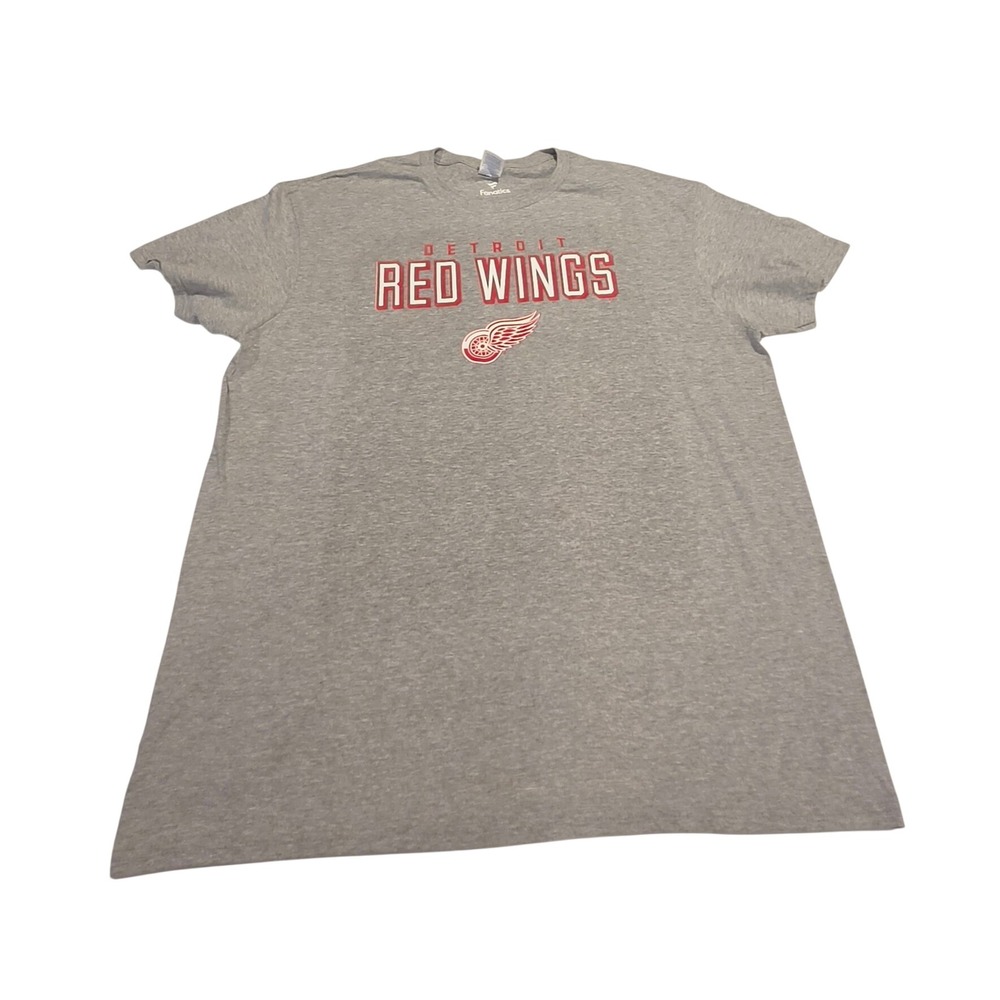 Fanatics T-Shirt Mens XL Gray Excellent Detroit Red Wings Graphic Hockey Tee